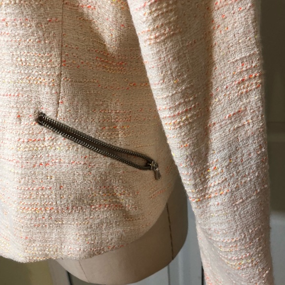 NEW Zara Biker Zip Pockets Lined Jacket Coat Blazer Size XL Cream Color - Picture 10 of 12